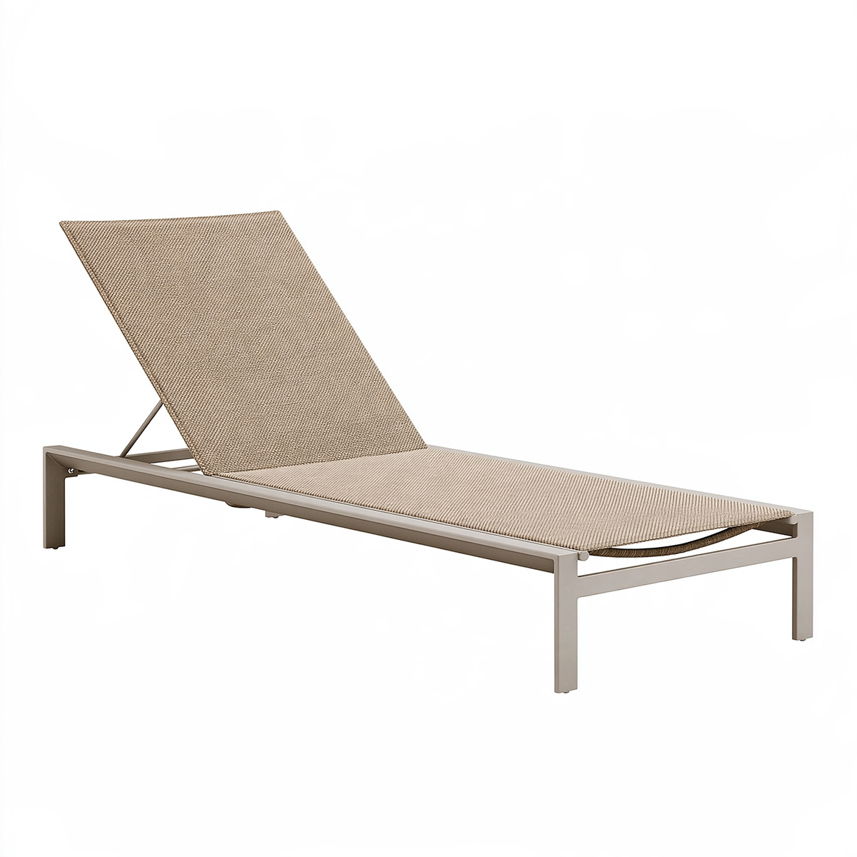 Lettino prendisole 200 x 70 x 90 cm in metallo beige con rivestimento intrecciato regolabile da esterno