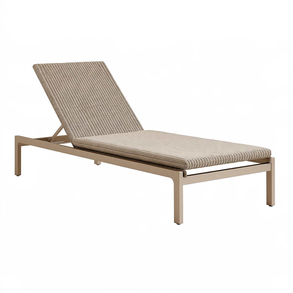 Lettino prendisole 200 x 70 x 85 cm in fibra sintetica beige con schienale regolabile per esterno