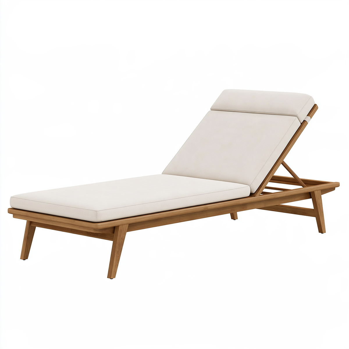 Lettino prendisole 200 x 70 cm in legno e tessuto beige con schienale regolabile per esterno