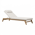 Lettino prendisole 200 x 70 x 85 cm in legno marrone e tessuto avorio - schienale reclinabile per esterno
