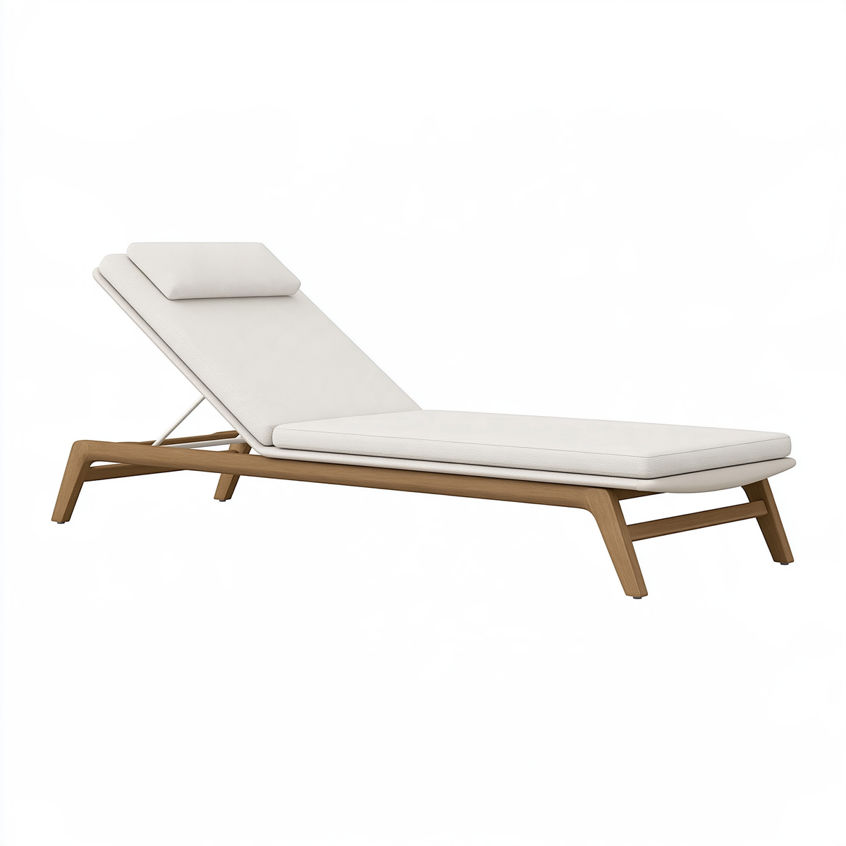 Lettino prendisole 200 x 70 x 85 cm in legno marrone e tessuto avorio - schienale reclinabile per esterno