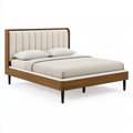 Letto matrimoniale 160 x 200 cm in legno e tessuto beige stile moderno