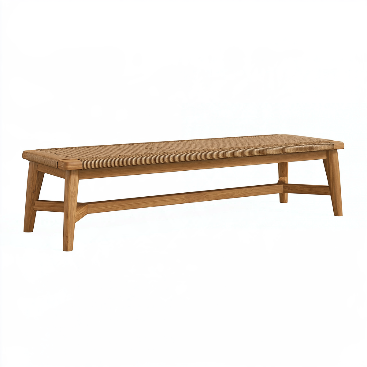Panca 180 x 45 x 45 cm in legno e corda naturale marrone stile rustico
