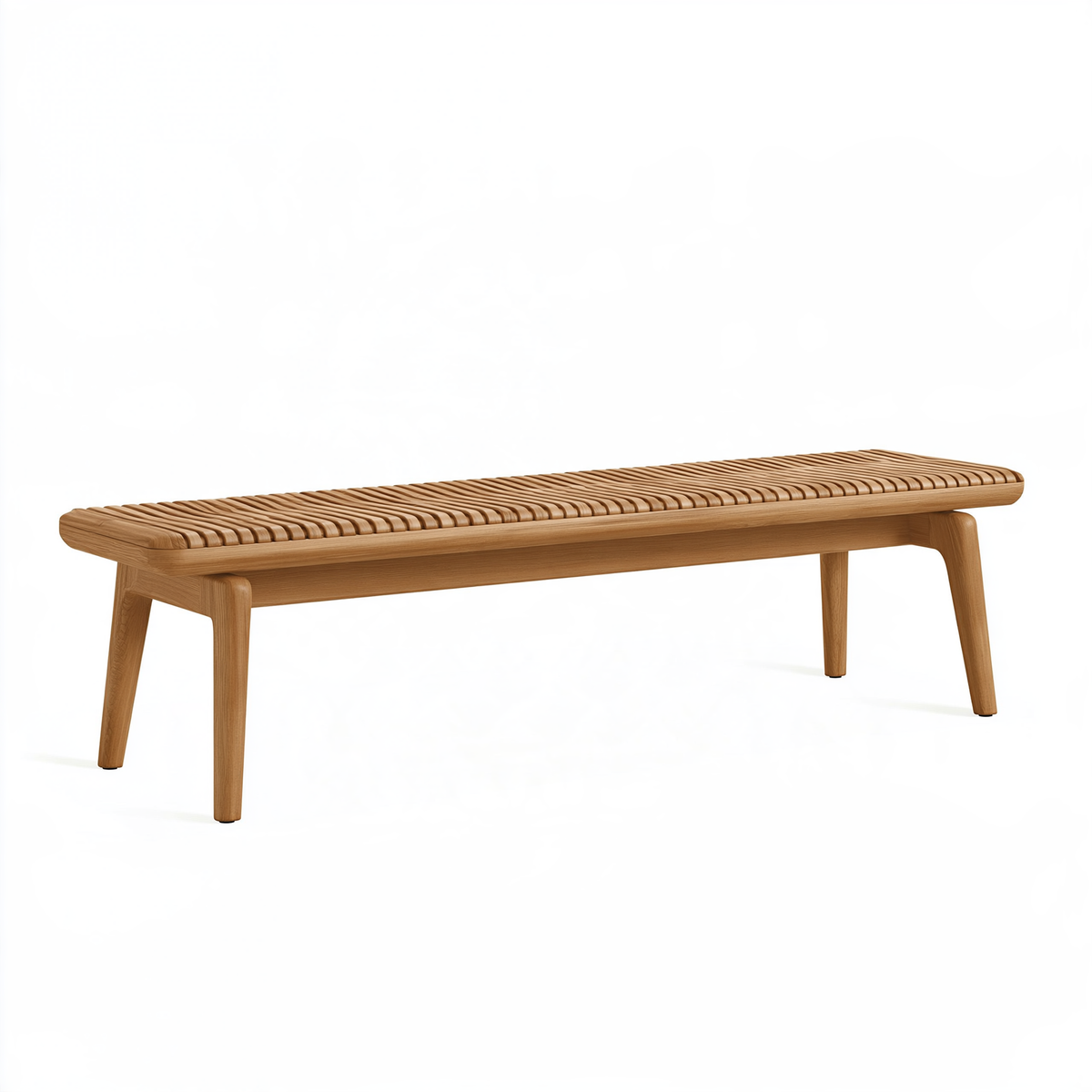 Panca 180 x 40 x 45 cm in legno marrone con seduta a listelli stile moderno