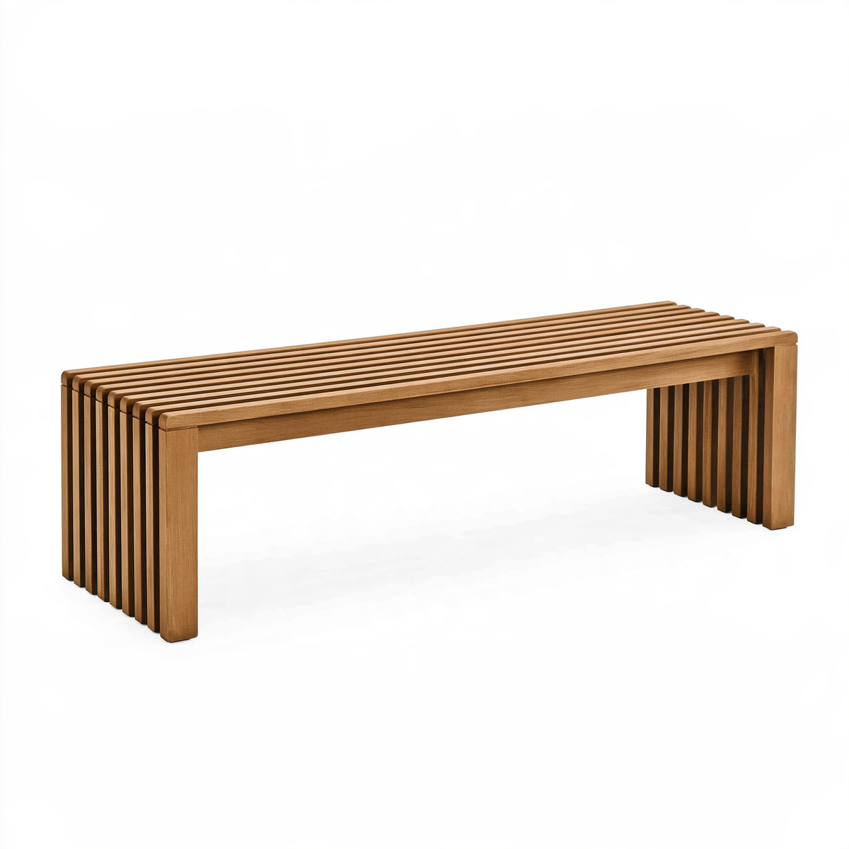 Panca da ingresso 180 x 40 x 45 cm in legno marrone a listelli design moderno