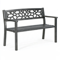 Panchina da giardino 122 x 61 x 89 cm in metallo nero - schienale geometrico