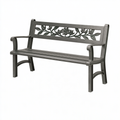 Panca da giardino 122 cm x 62 cm x 91 cm in metallo grigio scuro con schienale floreale classico
