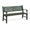 Panca da giardino 127 x 61 x 91 cm in metallo verde con schienale floreale classico