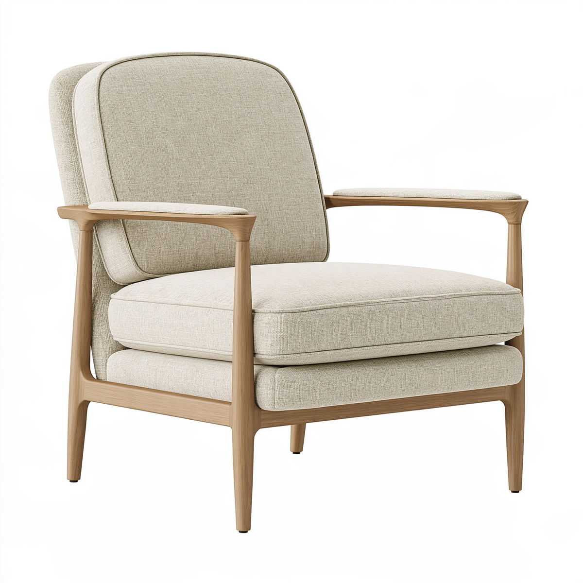 Poltrona 78 x 83 x 95 cm in tessuto beige e legno con braccioli