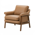 Poltrona 78 x 82 x 95 cm in similpelle beige con struttura in legno - stile moderno
