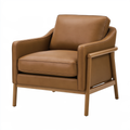 Poltrona 78 x 82 x 90 cm in effetto pelle marrone con struttura in legno stile moderno