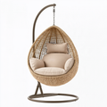 Poltrona sospesa 100 x 100 x 195 cm in fibra intrecciata beige con supporto in metallo - stile bohémien per interni