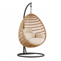 Poltrona sospesa 110 x 100 x 195 cm in rattan naturale con supporto in metallo - stile boho