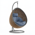 Poltrona sospesa da esterno 105 x 105 x 195 cm in rattan marrone e metallo grigio con seduta imbottita stile boho