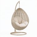 Poltrona sospesa 105 x 105 x 195 cm in fibra intrecciata beige - struttura in metallo per relax