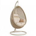 Poltrona sospesa 100 x 100 x 195 cm in fibra intrecciata beige con struttura in metallo